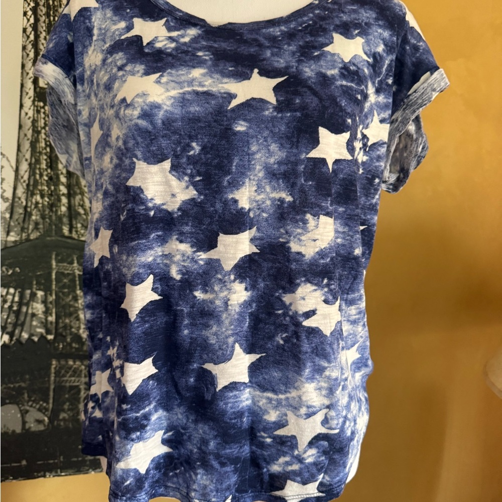 Chip & Pepper Blue and White Boxy Short Sleeve Tee